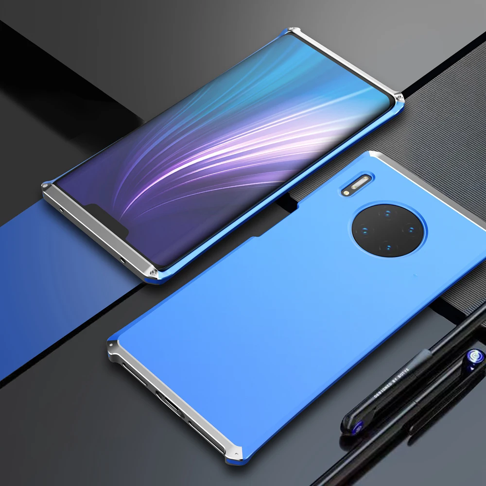 Blue Sliver OLLIVAN сверхпрочный металлический алюминиевый чехол для huawei P20 Mate30 Pro чехол противоударный чехол для huawei P30 Honor V20 защитный чехол - Цвет: Blue Sliver