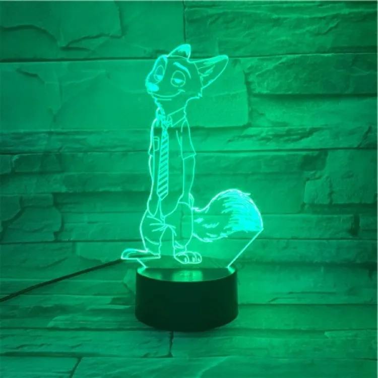 3D лампа на батарейках зверополис, Ник Уайльд red fox, реалистичный подарок для детей, украшение для гостиной, светодиодный ночник, светильник