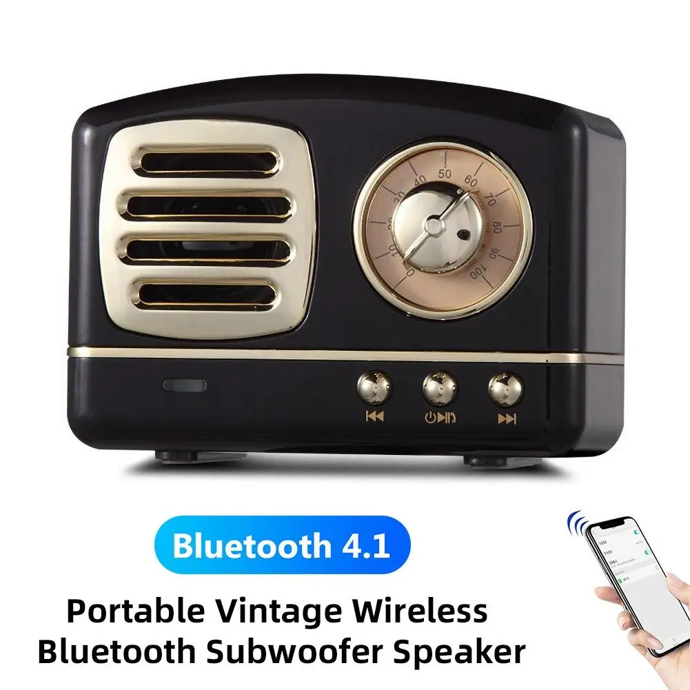Ретро Bluetooth динамик мини беспроводной Ностальгический тяжелый бас 3D стерео