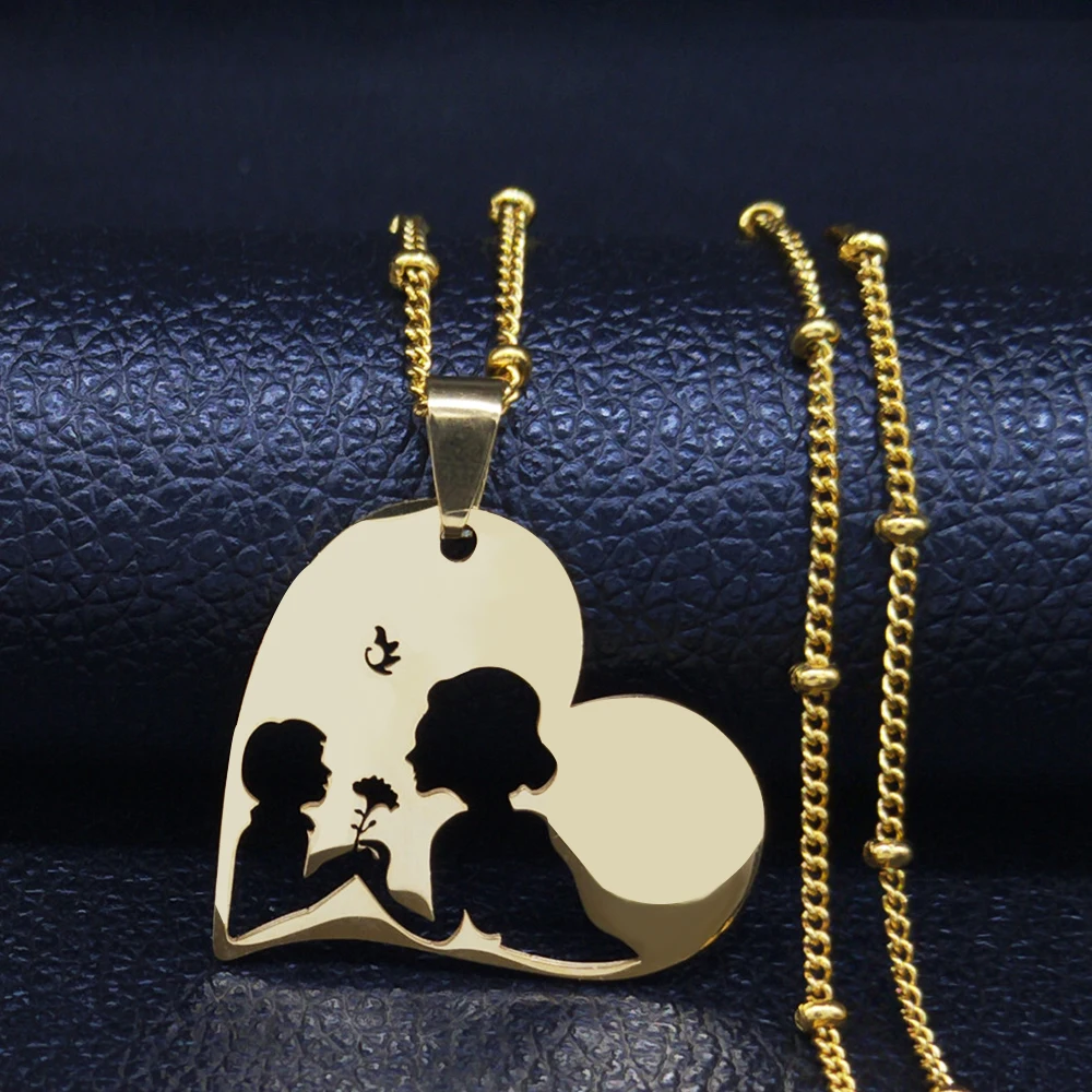 Baby Mom Stainless Steel Necklace Women Gold Color Statement Necklaces Mother’s Day Gift Jewelry kettingen voor vrouwen N3111S01