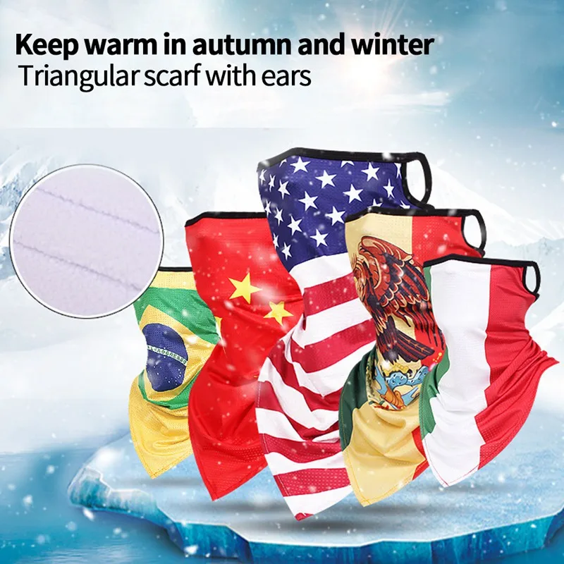 

For Bicycle Balaclava Head Neck Gaiter Tube Bandana Scarf Face Cover With Ear Print Nation Country Warm Cool Outdoor Scarf