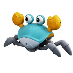Jouet électrique en forme de crabe à Induction, Simulation de marche pour bébé, chargement USB, jouet pour animal de compagnie, clignotant et sonore 