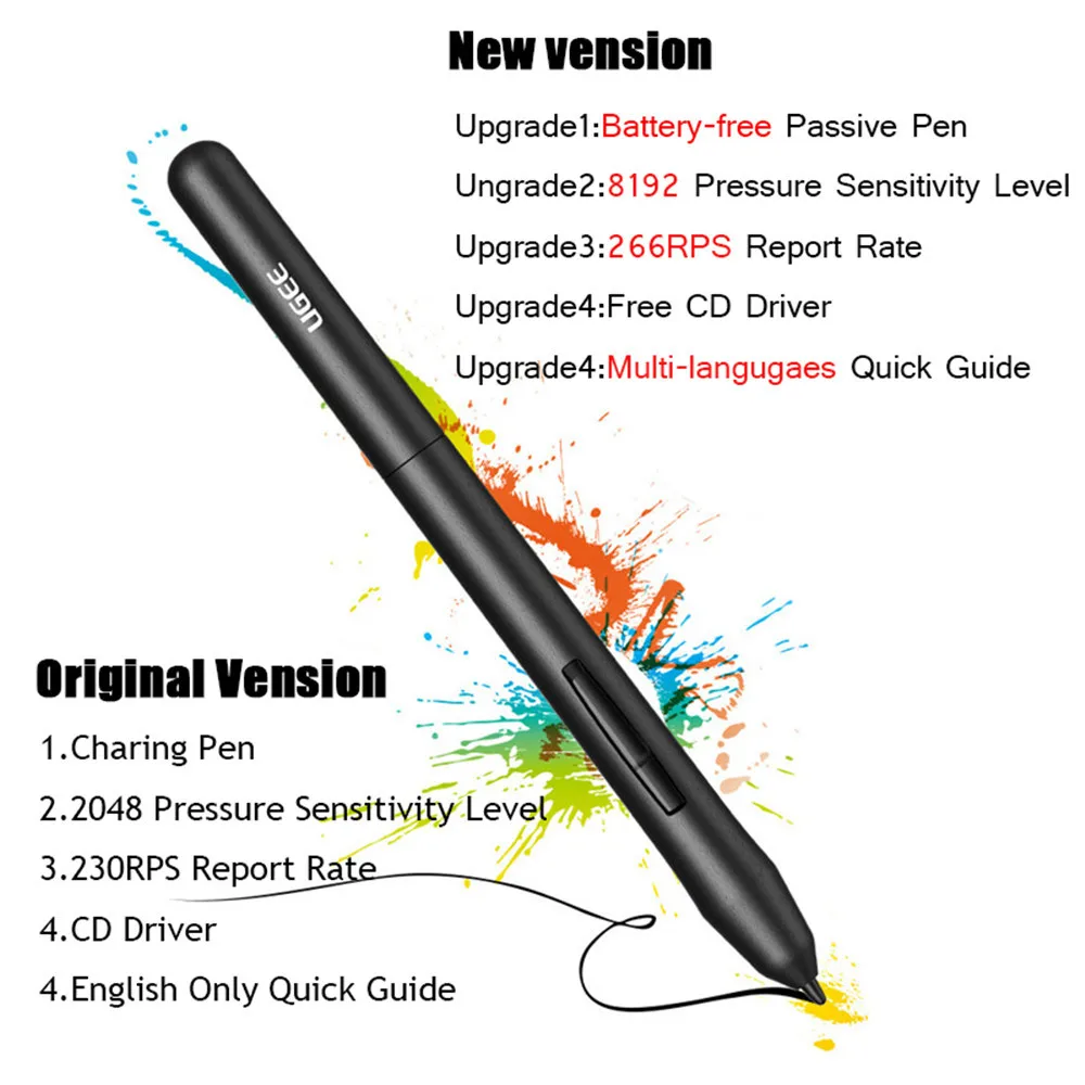 Ugee M708 V2 цифровые планшеты графический планшет для рисования "10x6" дюймовый графический планшет 8192 уровня с ручкой без аккумулятора