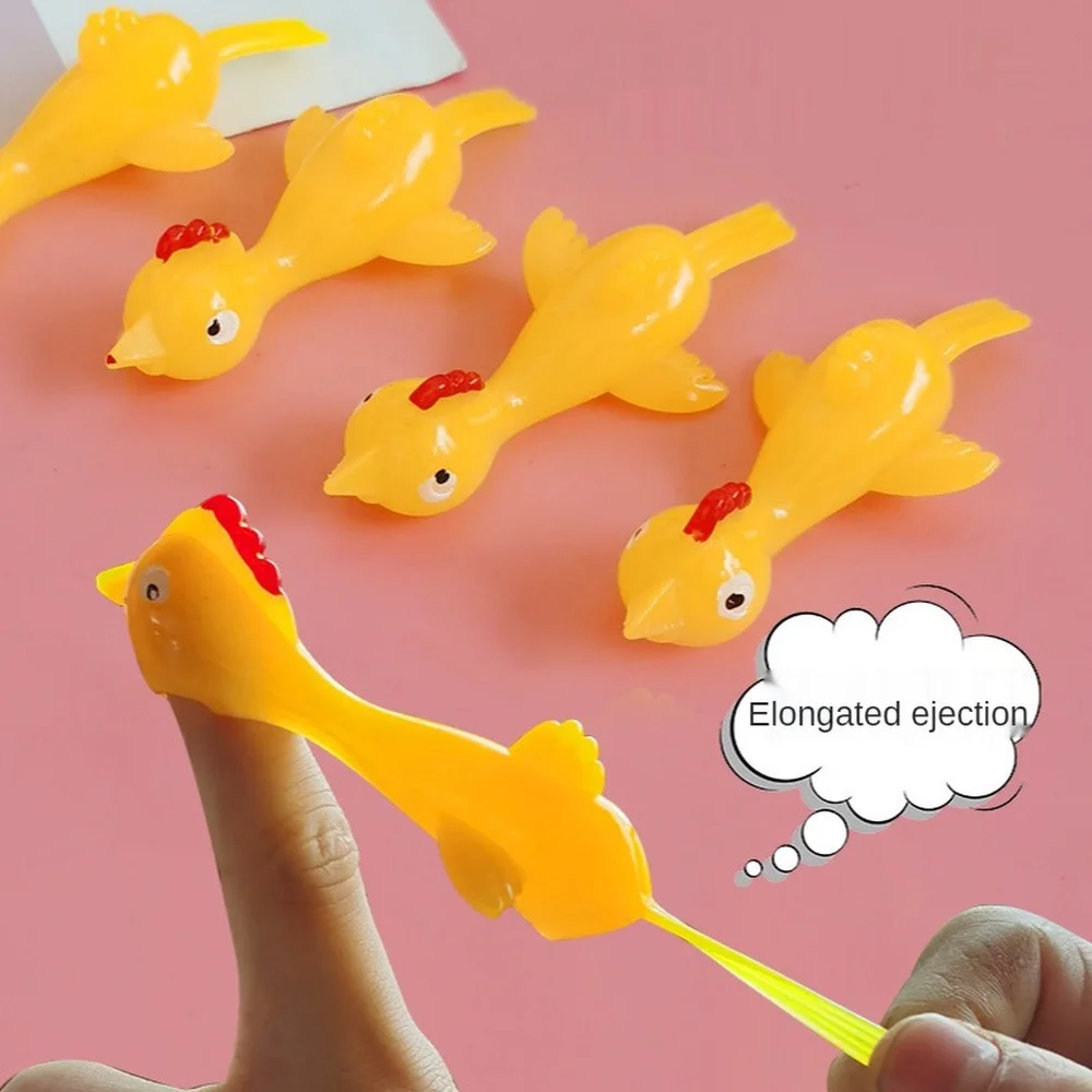20PCS Catapult Launch Turkey Fun and Tricky Slingshot Chick Practice Chicken Elastic Flying Finger Birds Sticky DecompressionToy