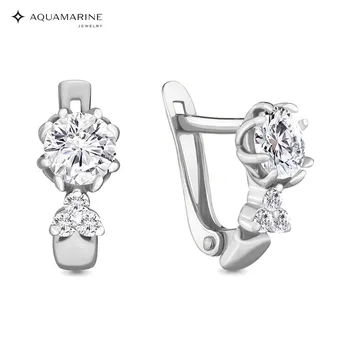

AQUAMARINE earrings with cubic zirconia swarovski, Silver 925