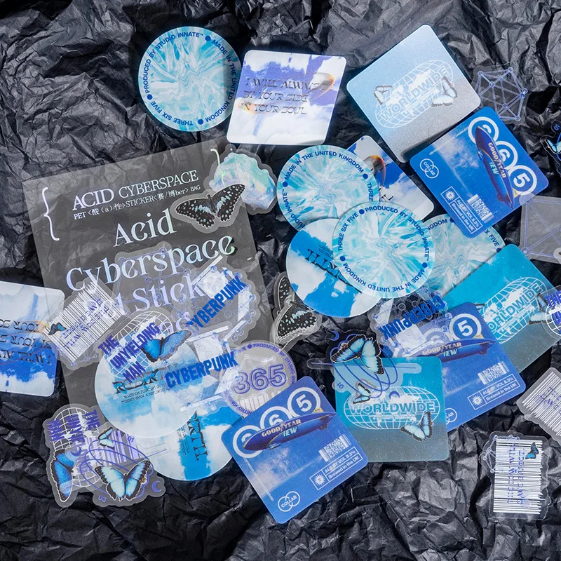 

20sets/1lot kawaii Stationery Sticker Acid Cyber Diary Planner junk journal Decorative Scrapbooking DIY Craft Sticker