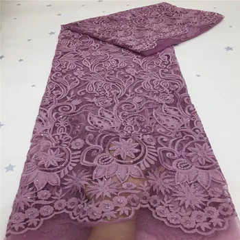 

Hot Sale Royal Blue African Lace fabric High Quality fashion Sequins Lace fabric French Tulle Mesh Lace fabric For Dress Party
