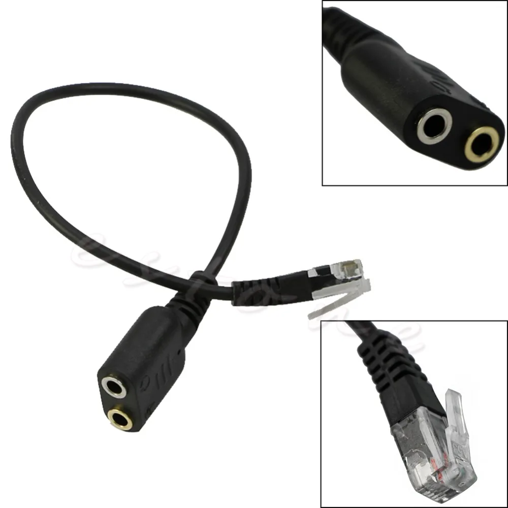Headset Cable 2 X 3.5mm to RJ9 Jack Adapter Convertor PC Headset Telephone Using