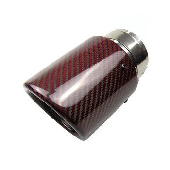 

Car Universal Curly Edge Red Glossy Carbon Fiber Exhausts Tip Muffler Tail Pipe Tip car accessories with AK LOGO