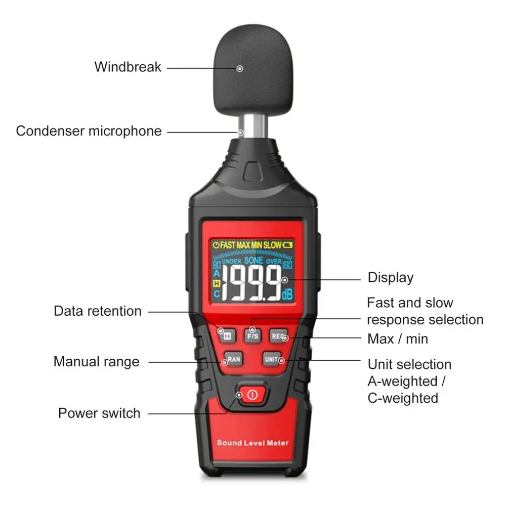 Habotest HT622A цифровой измеритель уровня звука регистратор 30 ~ 130 дБ диагностический