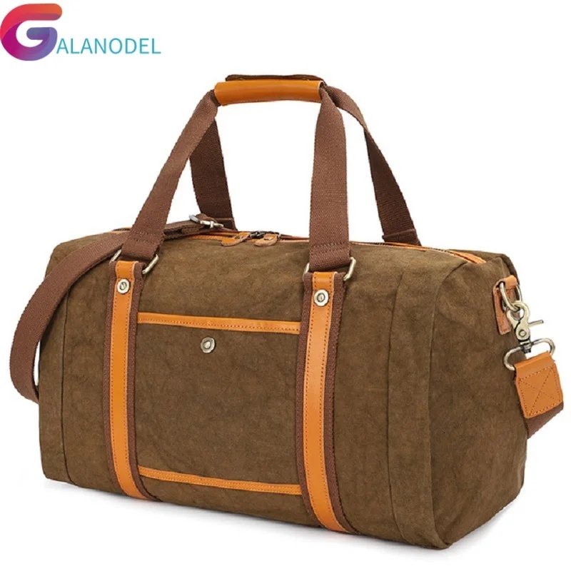 

Vintage M340 Bucket Military Canvas Leather Men Travel Bags Large Canvas Luggage Bags Weekend Duffel Bags Overnight Bag Tote Big