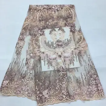 

African Lace Fabric 2020 High Quality French Net Embroidery Tulle Lace Nigerian Sequins Lace Fabric For Party Dress YYZ08983