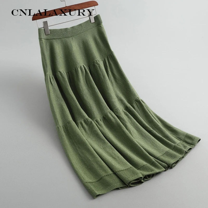 

Autumn Women Wool Skirts High Waist A-Line Knitting Women Long Skirt Faldas Jupe Femme Saia Fashion Women Winter Elegant Skirt