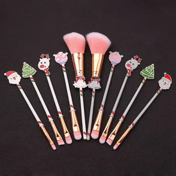 

5pcs Christmas Elk Makeup Brush Set Loose Powder Lip Concealer Shadow Brush Eye Facial Beauty Tools