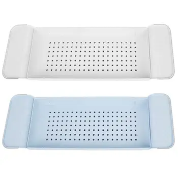 

Retractable Plastic Drain Basket Square Fruits Vegetable Colander Bathtub Washing Shelf Kitchen Storage Accessories