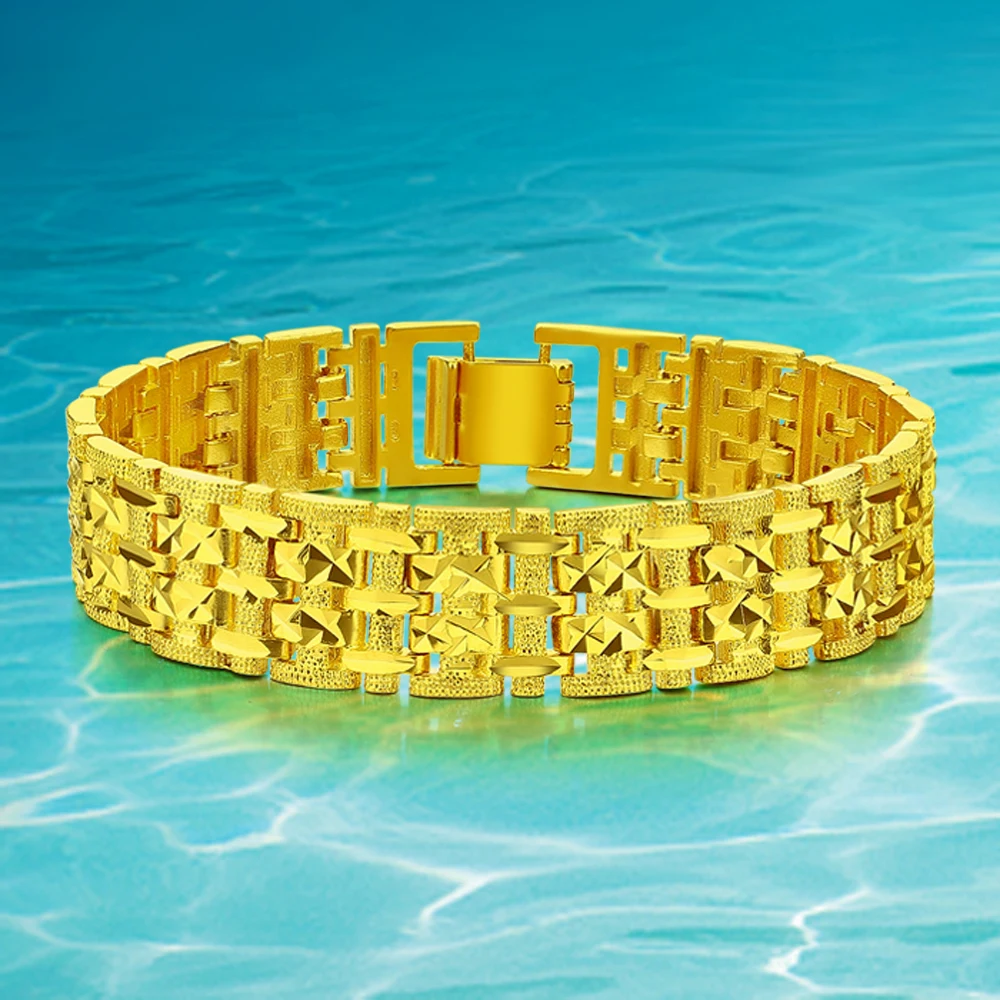 24k Gold Bracelet For Men Fashionable Yellow Hand Chain Gold Filled Jewelry  For Weddings, Anniversaries, And Birthdays From Respectedate, $17.33 |  DHgate.Com