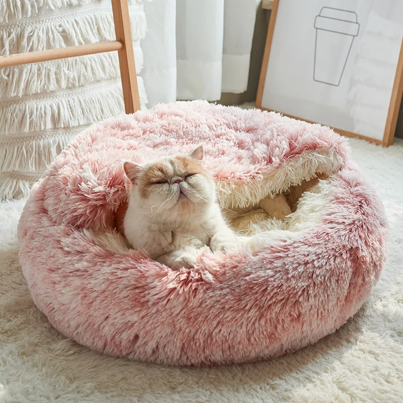 M, Dark Gray Pet Muti-Size Bed Cushion House Plush Soft Warm Sofa Cozy Nest Pad Pet Dog Cat Bed Pet House Fleece Winter Warm Mat Sleeping Bag for Cute Small Dog Cats