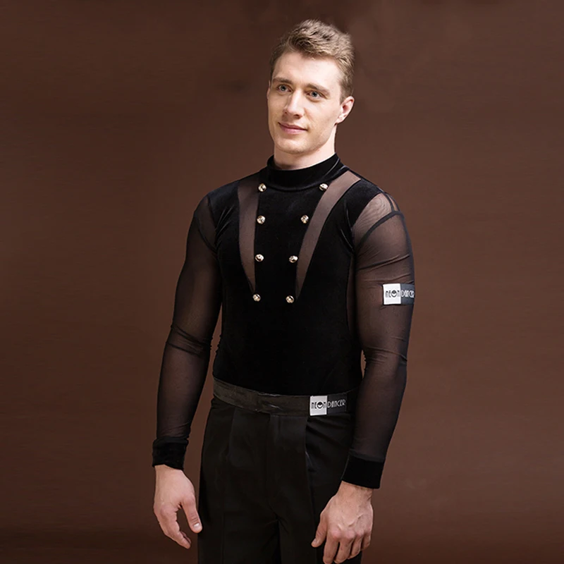 Men'S High-end Tops Latin Dance Dress Long Sleeve New Performance Costume Tailored Competition Stage Wear Ballroom Shirts BL2802 |