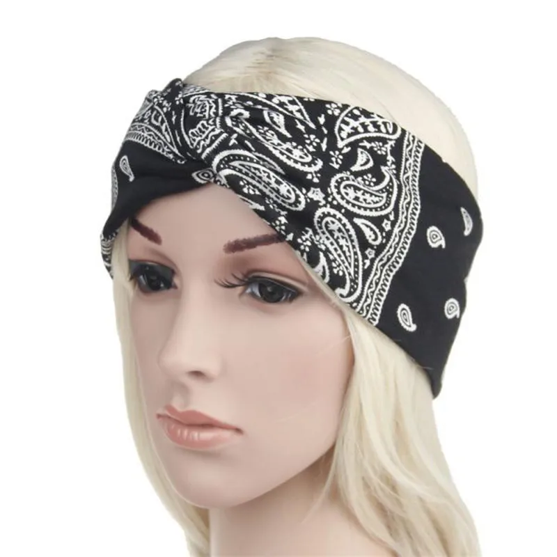 

Bohemia Women Elastic Floral Hair Band Headband Turban Twisted Knotted hair accessories for women A1 A1