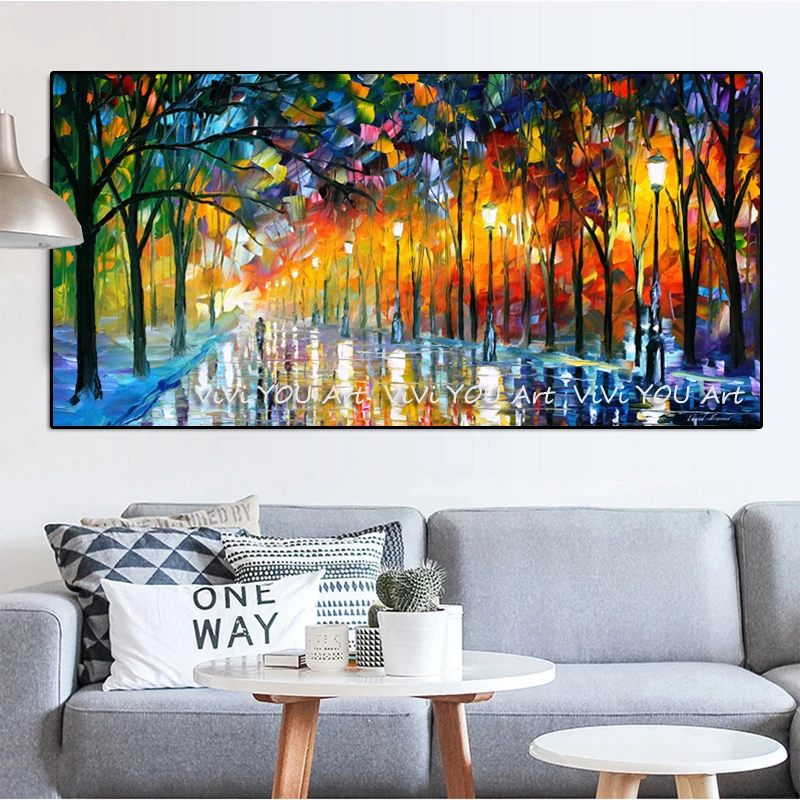Canvas-Painting-Landscape-Poster-Walling-In-Rain-Light-Road-Oil-Painting-Wall-Art-Pictures-for-Living (3)