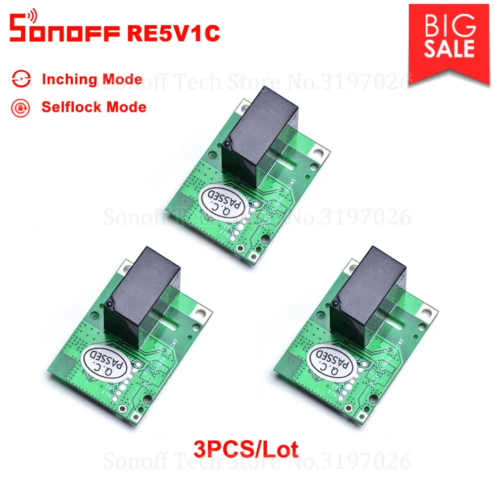 3/5/10 pces sonoff re5v1c 5 v dc contato seco avançando/selflock módulo interruptor de trabalho via ewelink app apoio alexa google casa ifttt|Kits autom. res.| - AliExpress
