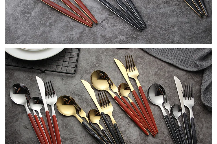 304 Stainless Steel Tableware Set Hotel Restaurant Knife, Fork And Spoon Clamping Handles Portugal Convenient West Tableware Thr
