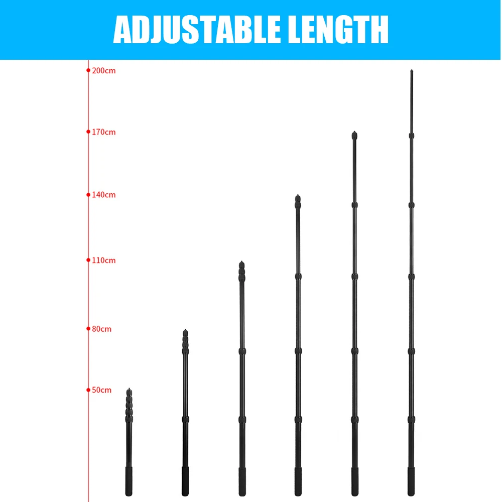 Besegad 6-секционной Strechable микрофон с углеродным волокном с 1 \/4 дюйма Винт для интервью видео Запись В переменного тока, 50-200 см