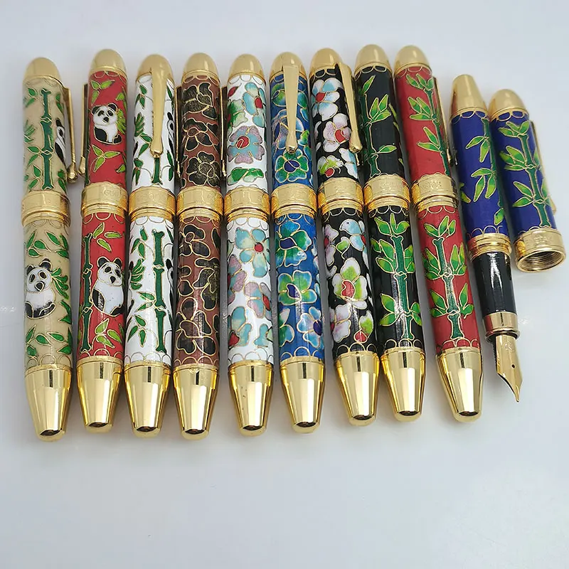 China's Old Fountain Pen  8000 Iridium Pen F NIB Cloisonne Metal Rod Screw Cap Rare Stationery Retro Collection 1980s