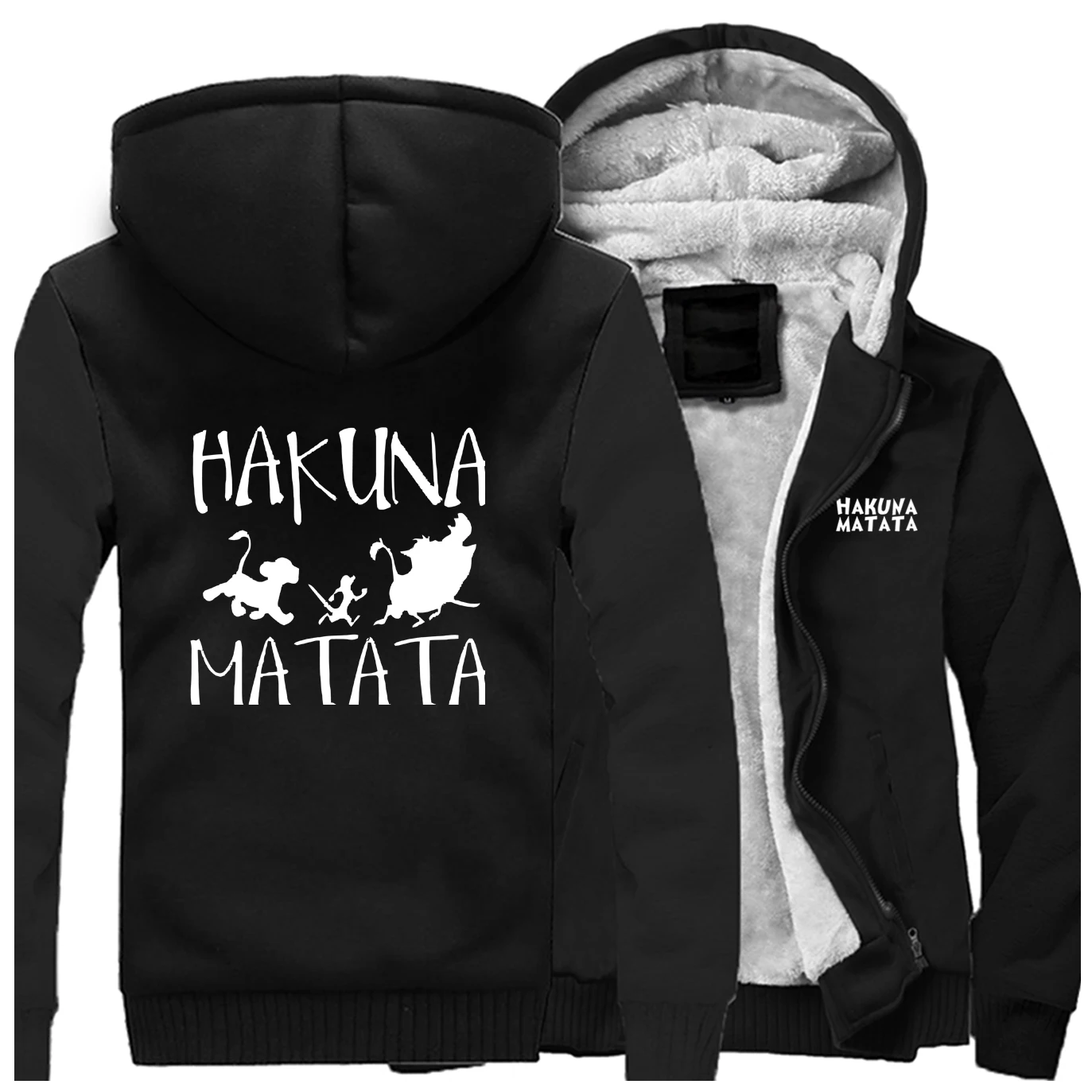 Хакуна мататат мультфильм мужские толстовки зимнее пальто Король Лев толстовки мужские реглан спортивная одежда Забавный аниме Теплая одежда - Цвет: Black 5