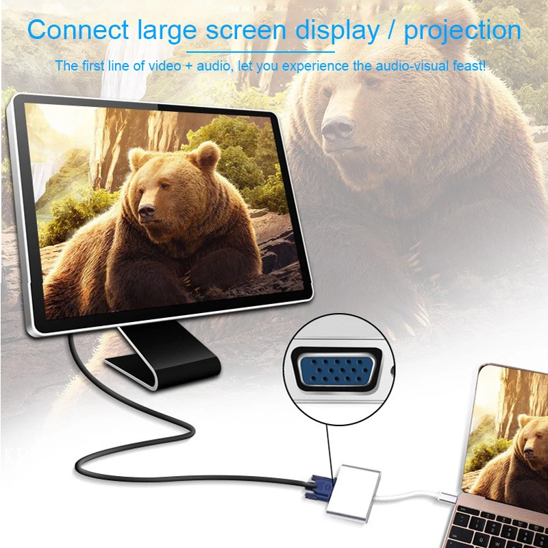 Basix type C концентратор для VGA адаптер Usb C концентратор USB 3,0 разветвитель USB-C конвертер для зарядки HaB Кабель-адаптер для Macbook USB-C концентратор