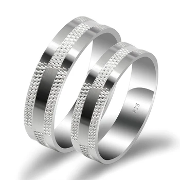 

Couple Rings 925 Sterling Silver for Lovers Round Shape Simple Life Elegant Wedding Band Jewelry for Men Women Gift