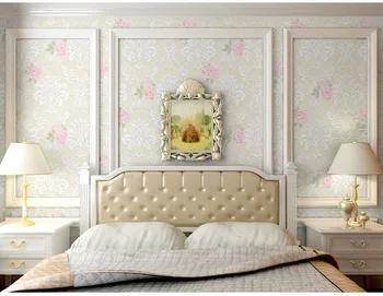 

girls room home wall improvement wall papers pink purple rose10m long European pastoral roses wallpaper 3d foam floral bedroom