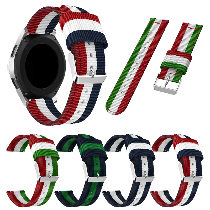 Ремешок нейлоновый для Samsung watch 46 мм 42 мм/Active/S3/S2 браслет Huawei GT/Huami GTR 47/Bip/Stratos 2S 22 20