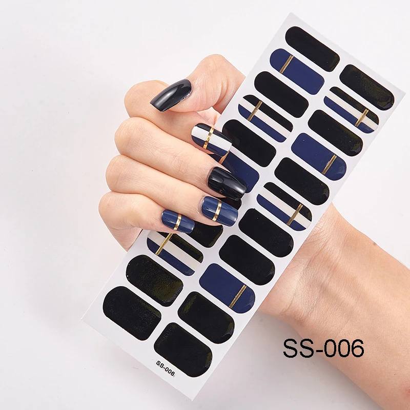 22 Типсы 3D блестящие наклейки для ногтей Качество Водонепроницаемый клей полное покрытие лак для ногтей Обертывания Маникюр DIY Дизайн ногтей украшения - Цвет: SS-006