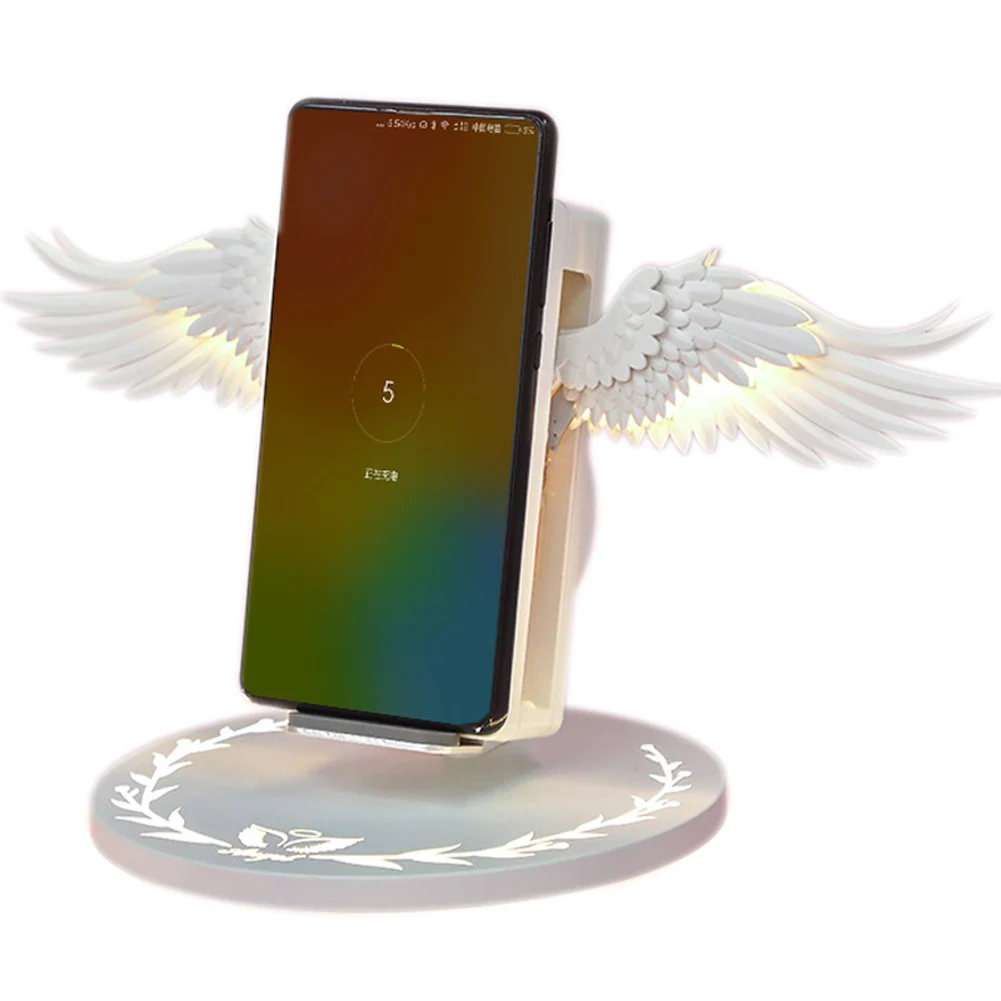 

Wireless Charging Dock 10W Angel Wings Stand Fast Charger for Huawei iPhone Samsung JHP-Best