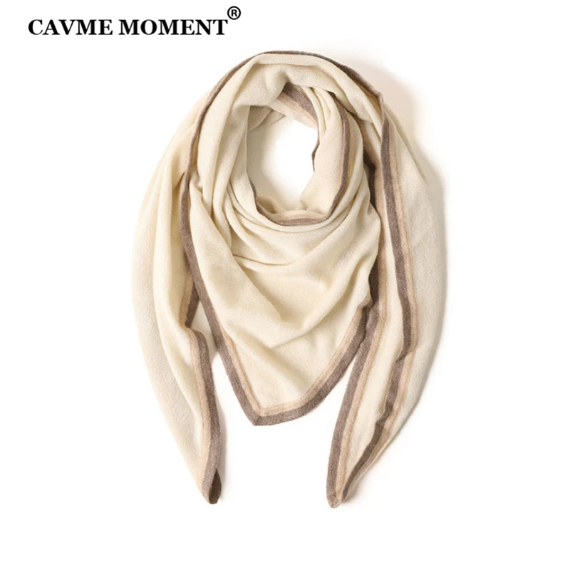 

CAVME Knitted Cashmere Triangle Pashmina Scarf Soft Pure Cashmere Scarves for Lady Elegant Gift for Mother Women