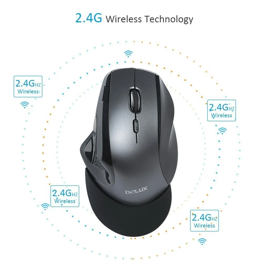 Delux M910GB 2,4G беспроводная мышь эргономичная Вертикальная мышь с 9 кнопками 2400 dpi со съемной подставкой для рук офисные Мыши для ПК ноутбука