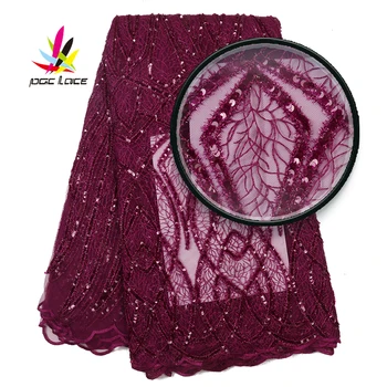 

5yards African Tulle Mesh Sequence Lace Fabric 2019 High Quality French Nigerian Sequins Net Lace For Party Dress XZ2990B-6