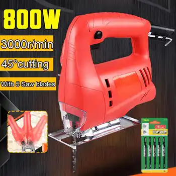 

Doersupp 800W Jig Saw 3000r/min Electric Saw With 5 Saw Blades Multifunctional Jigsaw Electric Saw for Woodworking Power Tool