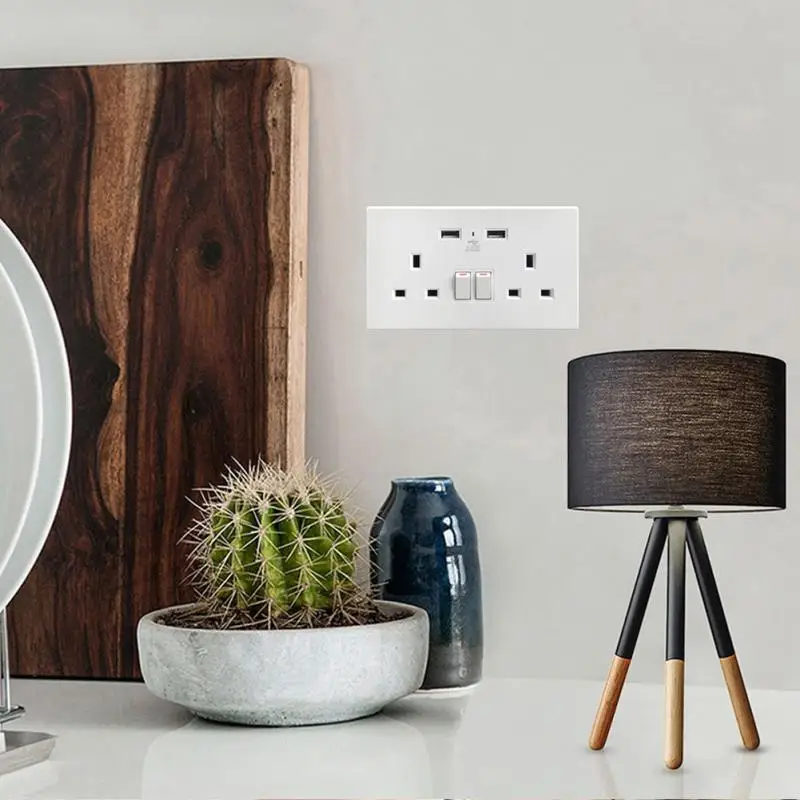 Домашняя мода, вилка Великобритании, 2 usb порта, домашнее настенное зарядное устройство, адаптер, розетка, переключатель, розетка, блок питания переменного тока, панель, конвертер для зарядки