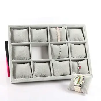 

Hot 2020 12 Grid Linen Watch Showcase Jewelry Display Organizer for Watches Bracelets