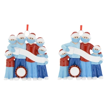 

Personalized Christmas Tree Decorations Survival Family 2020-Family Isolation Gift Figurines with Masks