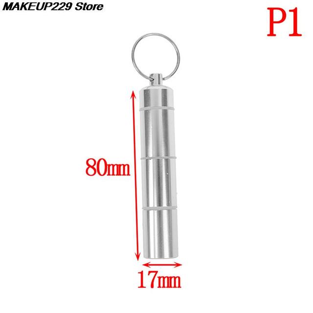 Pocket Pill Holder Container Capsule Shape Aluminum Pill Case Silver Pill Box Keychain Medicine Box