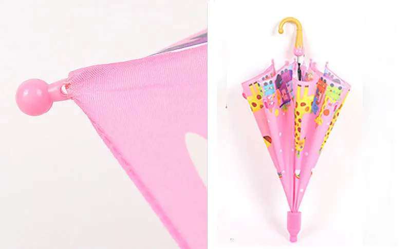 Safety Portable Children Umbrella Student Umbrella Cartoon Animal Pattern Long Handle Umbrella Wedding Shooting Tool