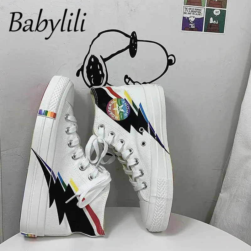 rainbow high top shoes