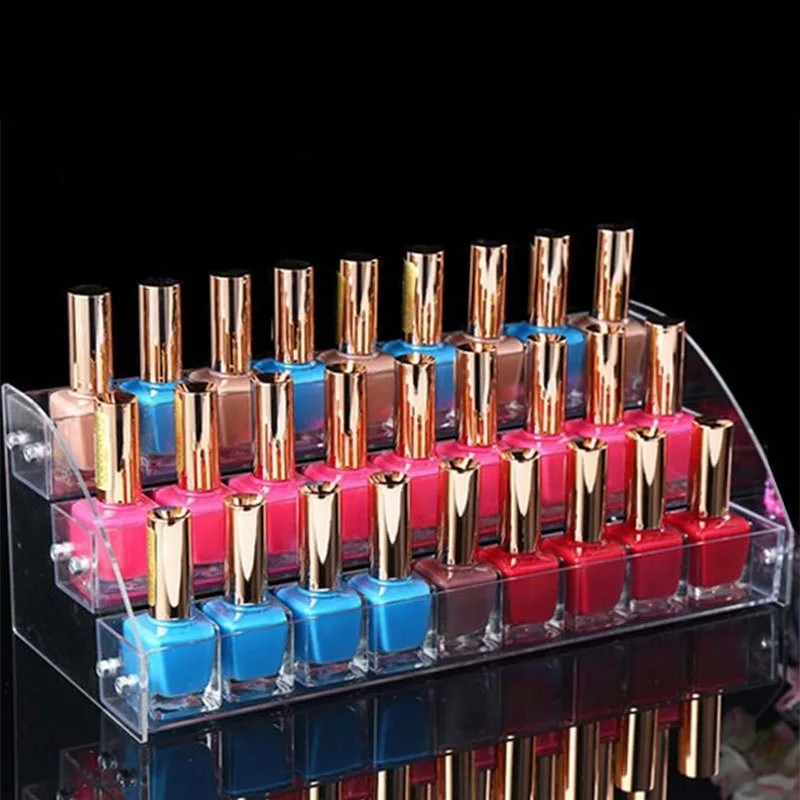 

Trapezoidal Cosmetics Acrylic Lipstick Storage Rack Nail Shop Nail Polish Storage Display Transparent Multi-layer Display Stand