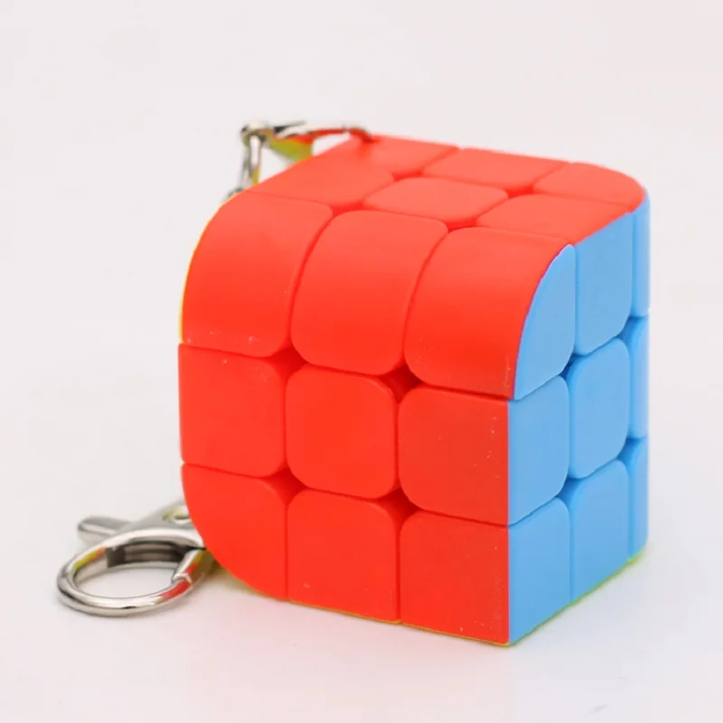 mini trihedron Мини-цепочка для ключей, волшебный куб, игрушка-головоломка 2x2x2 3x3x3 трехгранный цилиндр Cubo Magico, Обучающие образовательные игрушки для Детский подарок - Цвет: mini trihedron