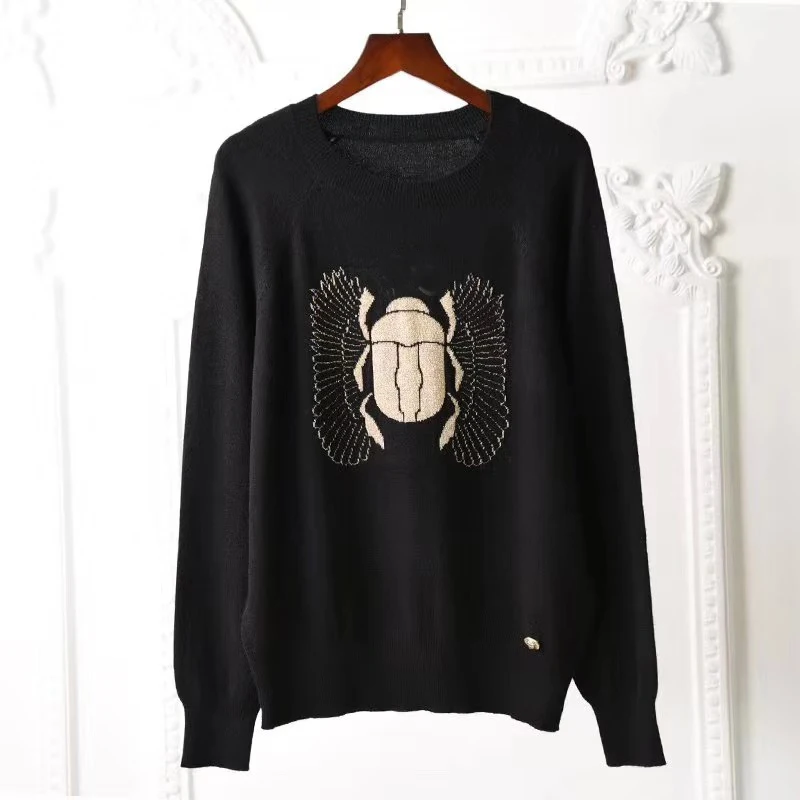 

2019 Autumn and Winter Runway Fashion CASHMERE Wool Sweaters Long Sleeve Woman Female Tops