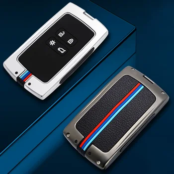 Copri chiave per auto in lega di zinco per catena portachiavi con copertura chiave in Silicone Renault Kadjar Megane Koleos QM5 QM6 2016 2018 - Copri chiave per auto in lega di zinco per catena portachiavi con copertura chiave in