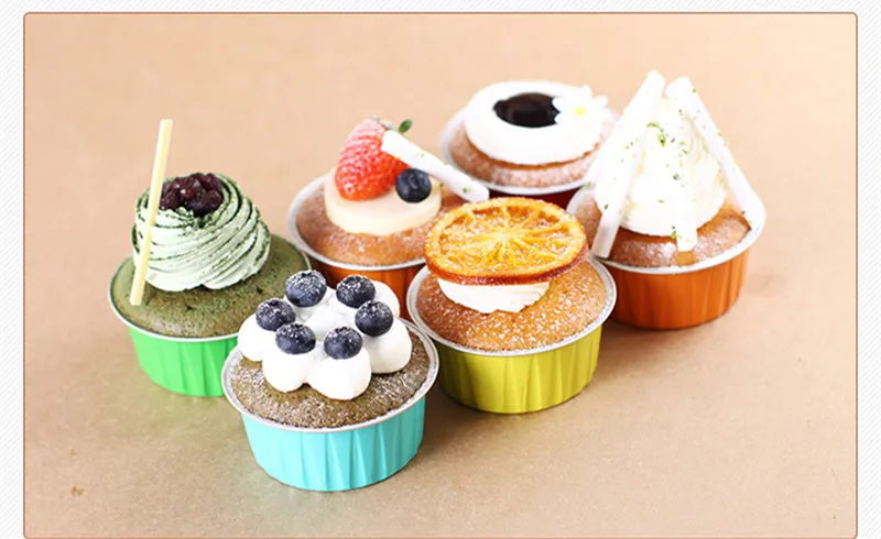 50pcs 125ml round cake baking mold aluminum foil baking bowl pudding mousse tin paper cup party birthday wedding favor decor cup